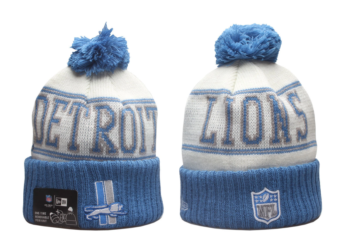Detroit Lions Pom Pom Cuffed Knit Beanie