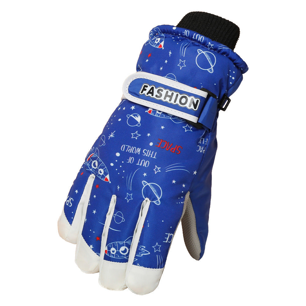 Children's Ski Gloves Outdoor Winter Warm Fleece Thick Play Snow Windproof Boys Waterproof Coldproof Gloves