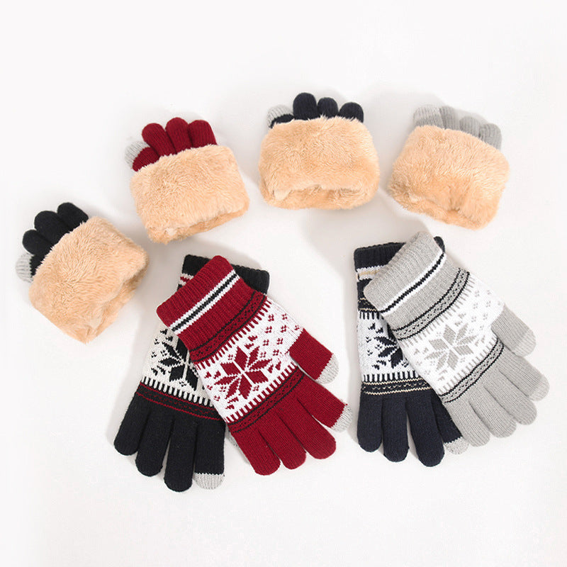 Cold Warmer Knitted Gloves Fleece Thicker Double Touchscreen Wholesale Adult Cold Warmer Touchscreen Gloves