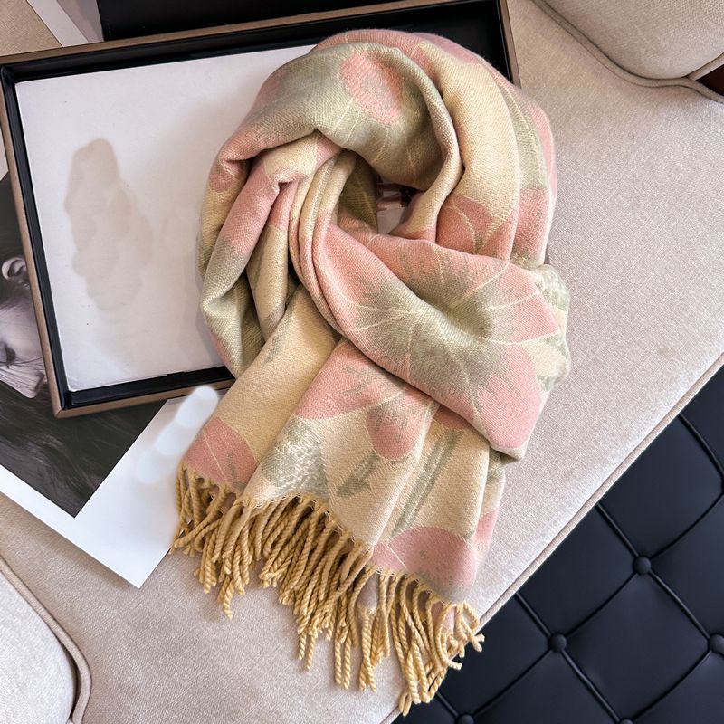 High-quality cashmere feel reversible scarf women autumn and winter elegant thickening neck protection neck shawl dual use