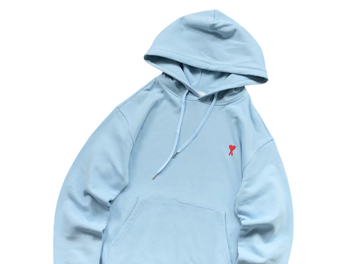 AMI Paris Red Heart Hoodie Blue